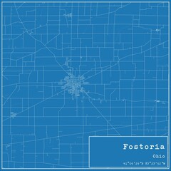 Blueprint US city map of Fostoria, Ohio. - obrazy, fototapety, plakaty