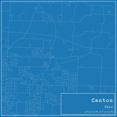 Blueprint US city map of Canton, Ohio.