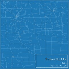 Blueprint US city map of Somerville, Ohio.