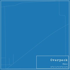 Blueprint US city map of Overpeck, Ohio.