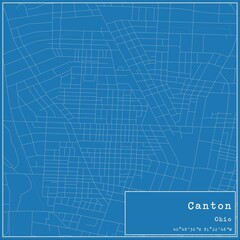 Blueprint US city map of Canton, Ohio.