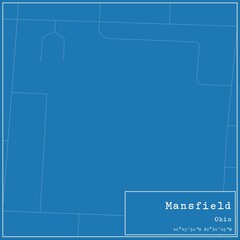 Blueprint US city map of Mansfield, Ohio.