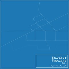 Fototapeta na wymiar Blueprint US city map of Sulphur Springs, Ohio.