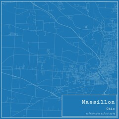 Blueprint US city map of Massillon, Ohio.