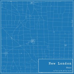 Blueprint US city map of New London, Ohio.
