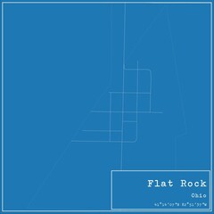 Blueprint US city map of Flat Rock, Ohio.