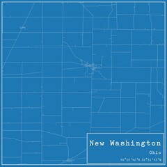 Blueprint US city map of New Washington, Ohio.
