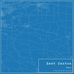 Blueprint US city map of East Canton, Ohio.