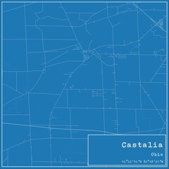 Blueprint US city map of Castalia, Ohio.