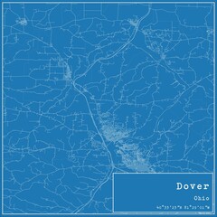 Blueprint US city map of Dover, Ohio.