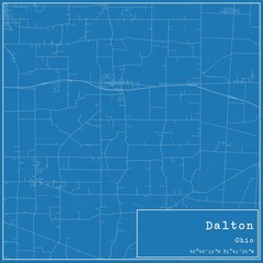 Fototapeta premium Blueprint US city map of Dalton, Ohio.