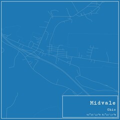 Blueprint US city map of Midvale, Ohio.