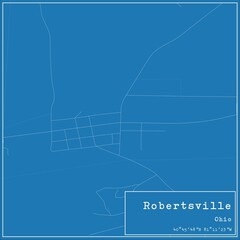 Blueprint US city map of Robertsville, Ohio.