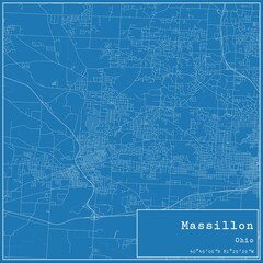 Obraz premium Blueprint US city map of Massillon, Ohio.