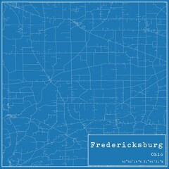 Fototapeta premium Blueprint US city map of Fredericksburg, Ohio.