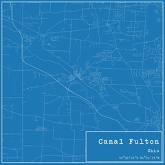 Blueprint US city map of Canal Fulton, Ohio.