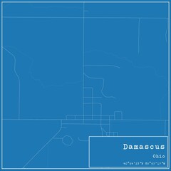 Blueprint US city map of Damascus, Ohio.