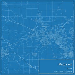 Fototapeta premium Blueprint US city map of Warren, Ohio.