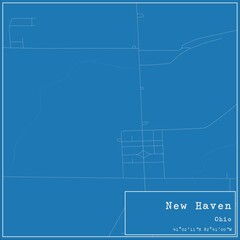 Blueprint US city map of New Haven, Ohio.