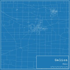 Blueprint US city map of Galion, Ohio. - obrazy, fototapety, plakaty