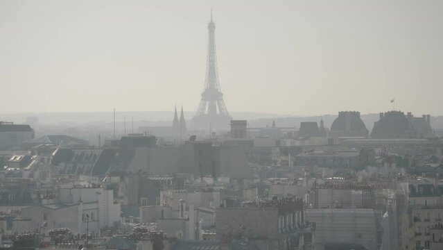 Paris, France - The Tour Eiffel Tower La dame de fer seen from Centre Pompidou