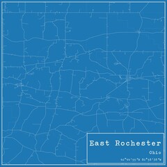 Blueprint US city map of East Rochester, Ohio.