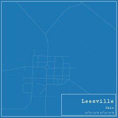 Blueprint US city map of Leesville, Ohio.
