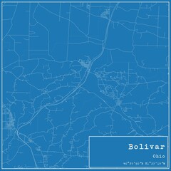 Blueprint US city map of Bolivar, Ohio. - obrazy, fototapety, plakaty