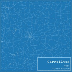 Blueprint US city map of Carrollton, Ohio.