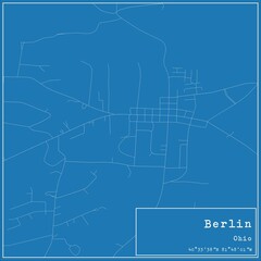Blueprint US city map of Berlin, Ohio.