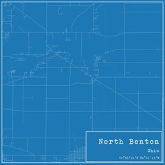 Naklejka premium Blueprint US city map of North Benton, Ohio.