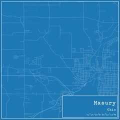 Blueprint US city map of Masury, Ohio.