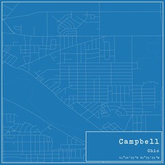 Blueprint US city map of Campbell, Ohio.