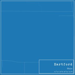 Blueprint US city map of Hartford, Ohio.