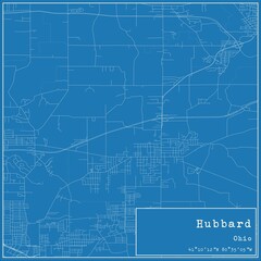 Fototapeta premium Blueprint US city map of Hubbard, Ohio.