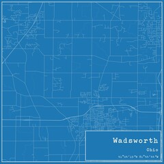 Blueprint US city map of Wadsworth, Ohio.