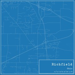 Blueprint US city map of Richfield, Ohio.