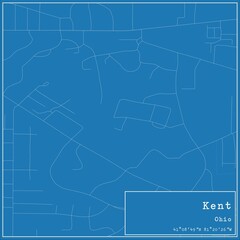 Blueprint US city map of Kent, Ohio.