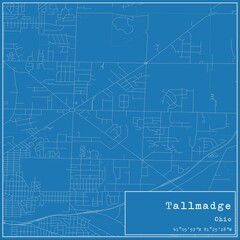 Blueprint US city map of Tallmadge, Ohio.