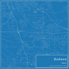 Blueprint US city map of Hudson, Ohio.