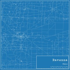 Blueprint US city map of Ravenna, Ohio.