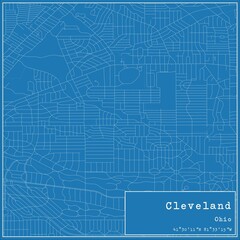 Blueprint US city map of Cleveland, Ohio.