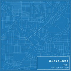 Fototapeta premium Blueprint US city map of Cleveland, Ohio.