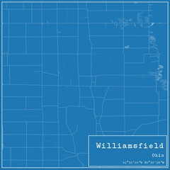 Blueprint US city map of Williamsfield, Ohio.