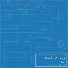 Blueprint US city map of Rock Creek, Ohio.