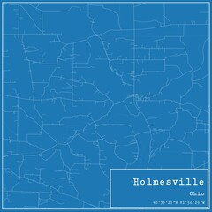 Blueprint US city map of Holmesville, Ohio.