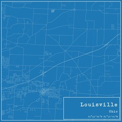 Fototapeta premium Blueprint US city map of Louisville, Ohio.