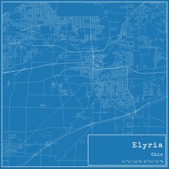 Fototapeta premium Blueprint US city map of Elyria, Ohio.