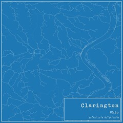 Blueprint US city map of Clarington, Ohio.