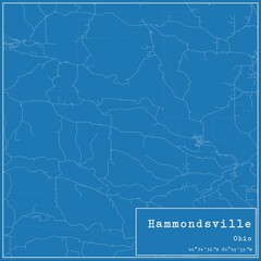 Blueprint US city map of Hammondsville, Ohio.